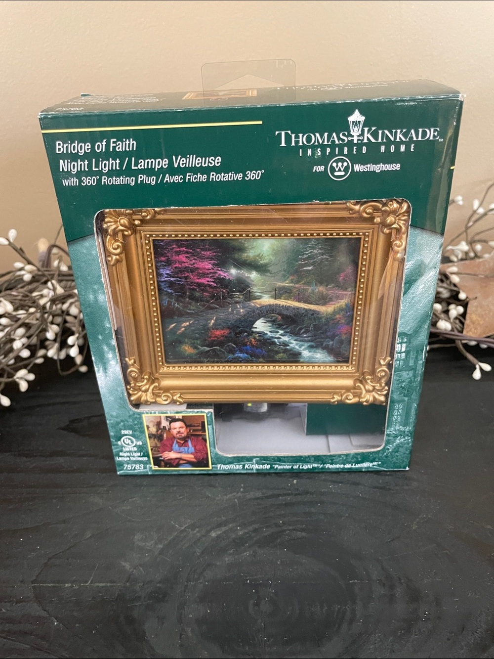 Thomas Kinkade, Painter of Light, “Bridge of Faith” Night Light